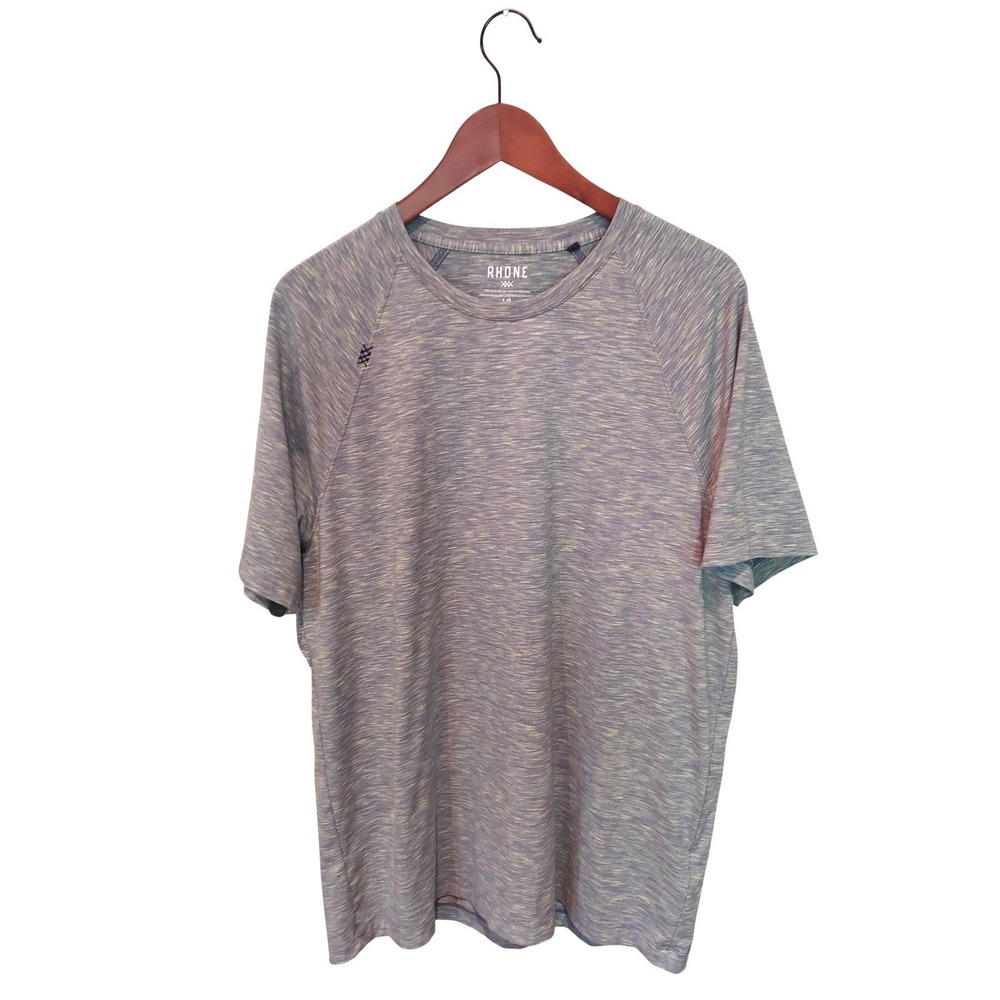 Rhone Reign Short Sleeve Training Tee Space‎ Dye Heather Green Yellow Mens L